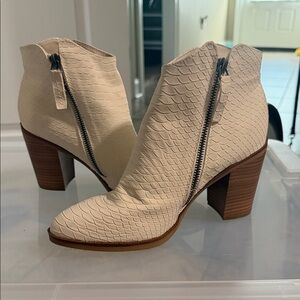 MIA Cream Textured Ankle Booties